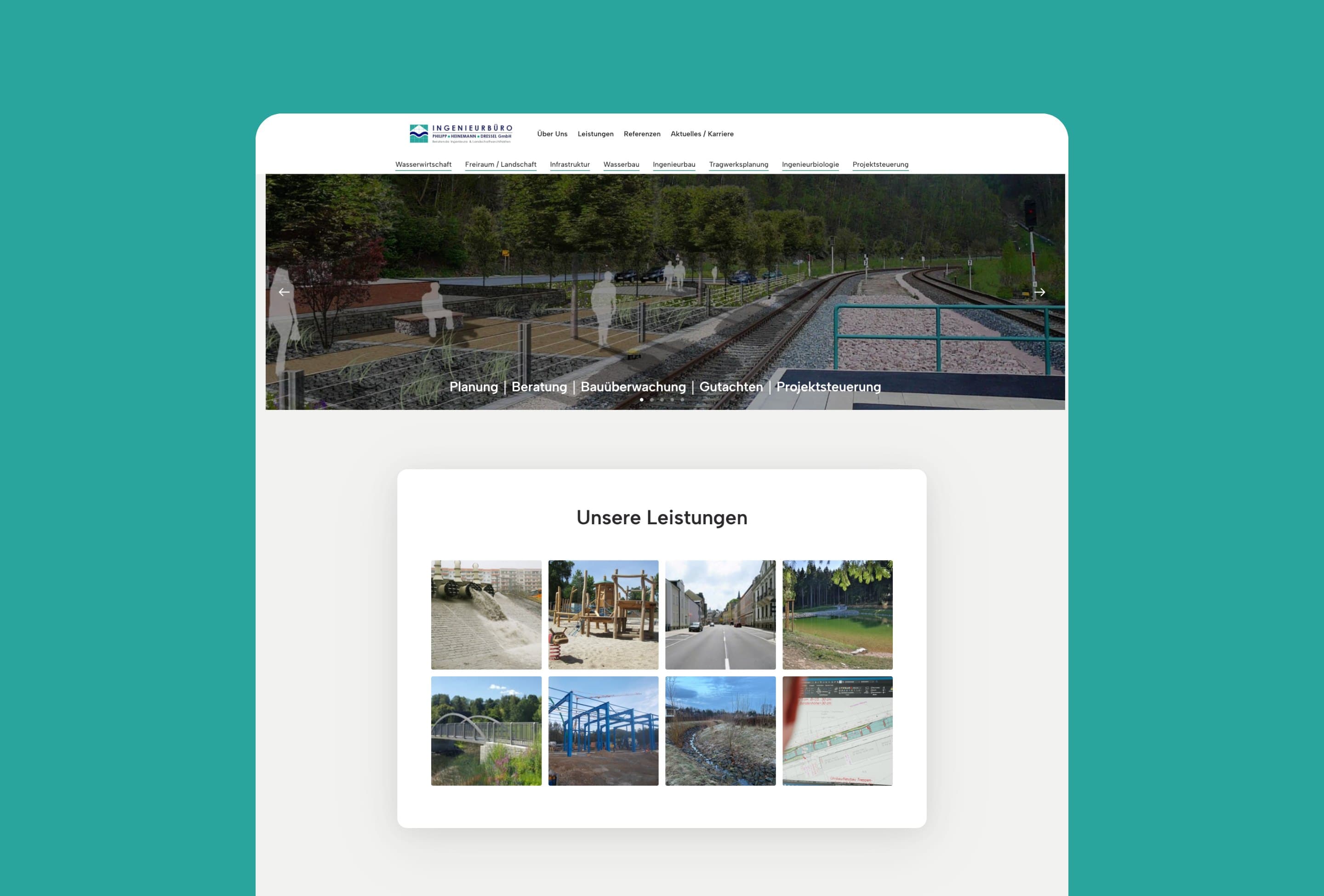 Website-Screenshot für ein Ingenieurbüro